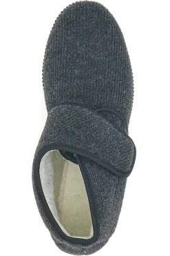 Antica Pantofoleria 1378 dunkelgraue Hausschuhe mit Klettverschluss