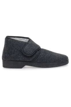 Antica Pantofoleria 1378 dunkelgraue Hausschuhe mit Klettverschluss
