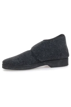 Antica Pantofoleria 1378 dunkelgraue Hausschuhe mit Klettverschluss