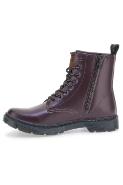 Auberginefarbene Kampfstiefel mit seitlichem Reißverschluss von Gas Nottingham