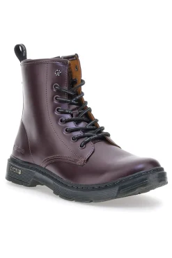 Auberginefarbene Kampfstiefel mit seitlichem Reißverschluss von Gas Nottingham
