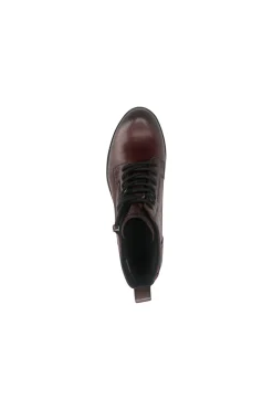 Bagatt D11AFS3K4100 Burgunderfarbene Leder-Schnürstiefel mit Reißverschluss und warmem Futter