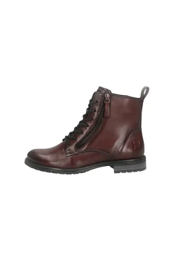 Bagatt D11AFS3K4100 Burgunderfarbene Leder-Schnürstiefel mit Reißverschluss und warmem Futter