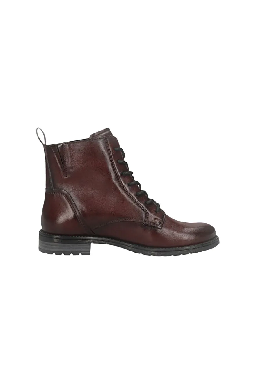 Bagatt D11AFS3K4100 Burgunderfarbene Leder-Schnürstiefel mit Reißverschluss und warmem Futter