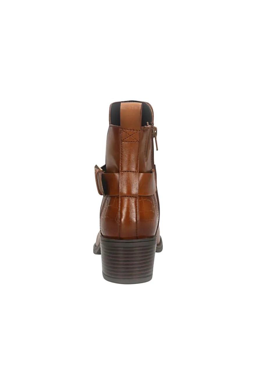 Bagatt D15AMQ374000 Stiefeletten aus warmem, braunem Leder mit Schnalle