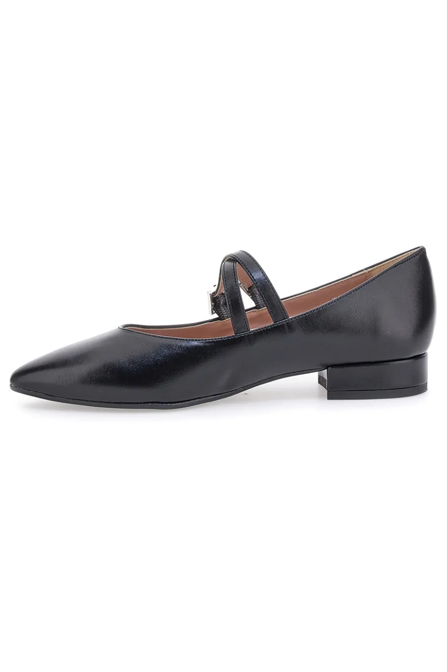 Ballerine a punta nere con cinturini incrociati PITTARELLO CLASS 892
