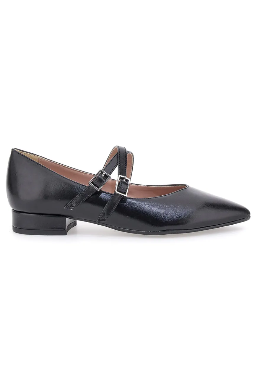 Ballerine a punta nere con cinturini incrociati PITTARELLO CLASS 892