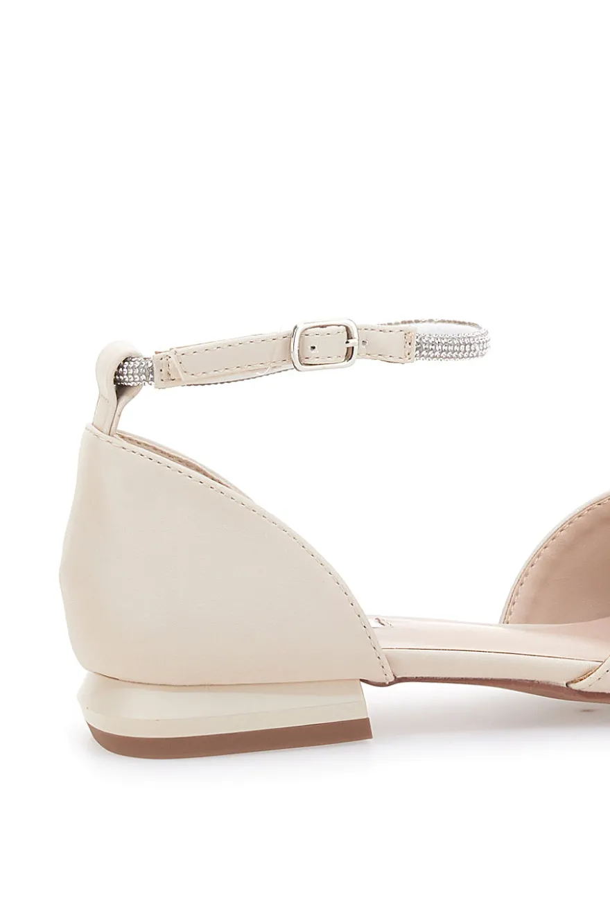 Ballerine Beige a Punta con Strass Mariella Burani 51098