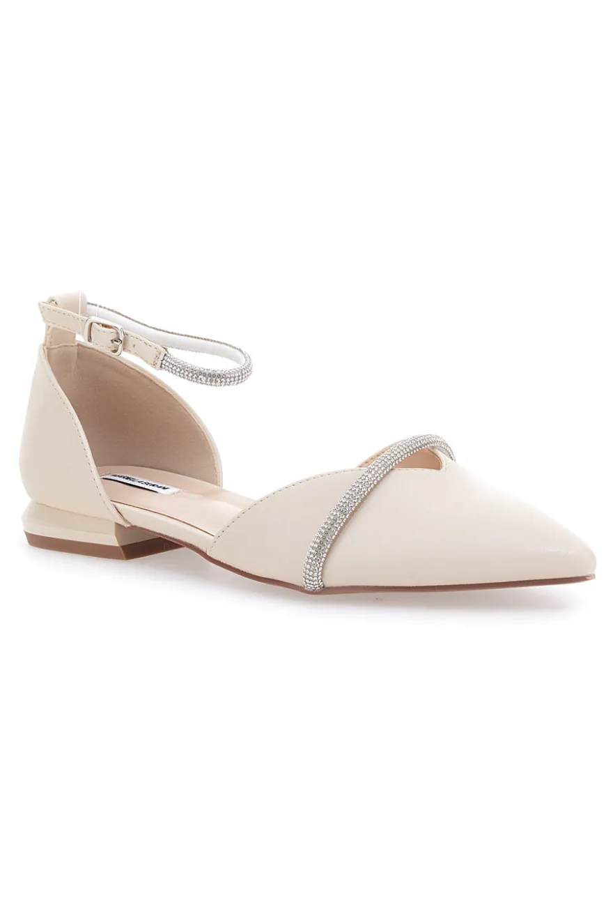 Ballerine Beige a Punta con Strass Mariella Burani 51098