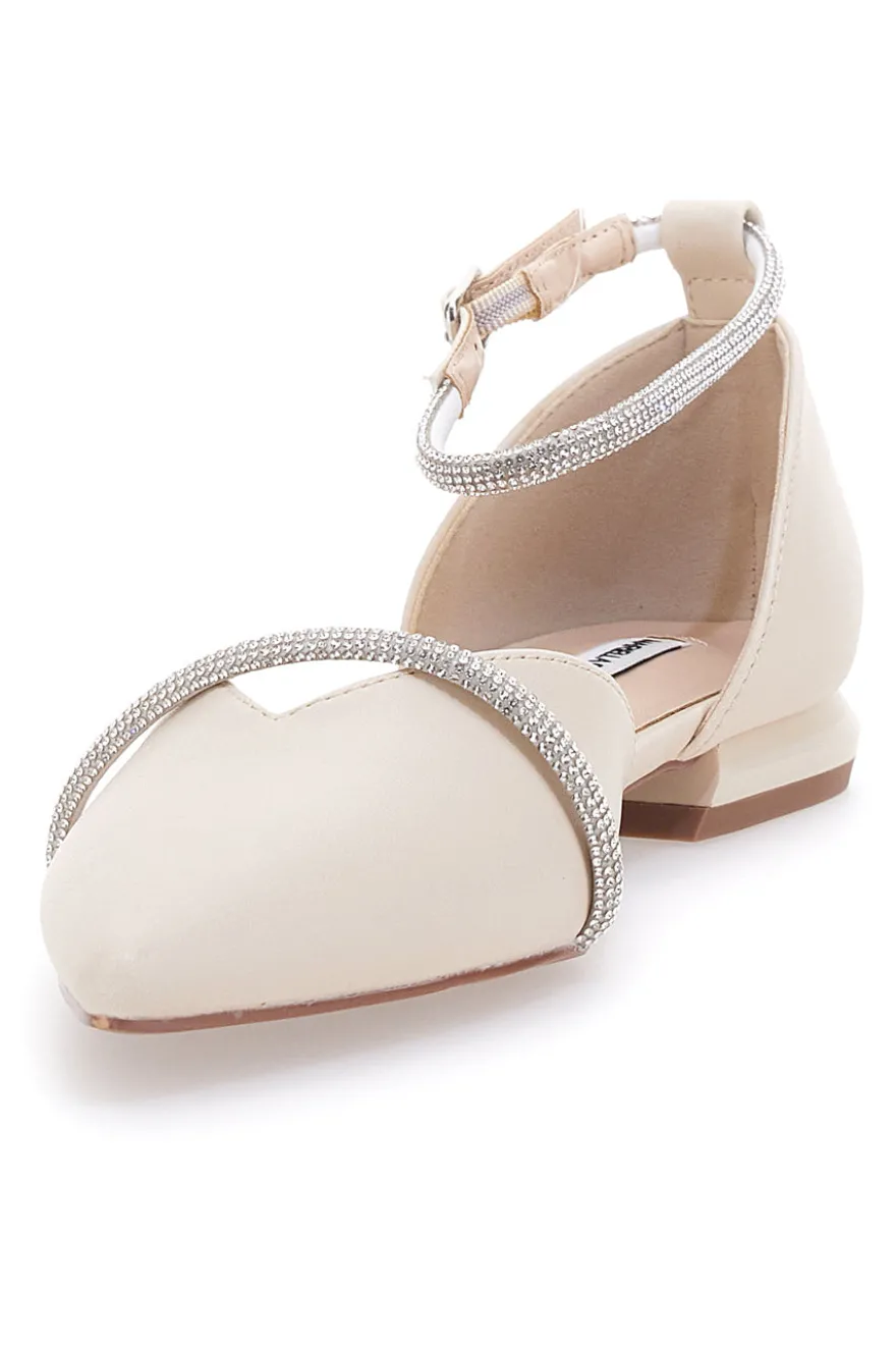Ballerine Beige a Punta con Strass Mariella Burani 51098
