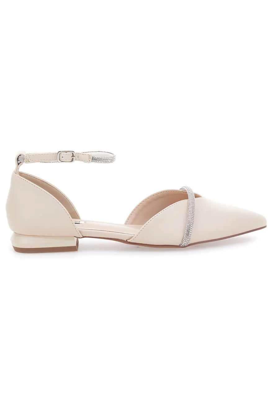 Ballerine Beige a Punta con Strass Mariella Burani 51098