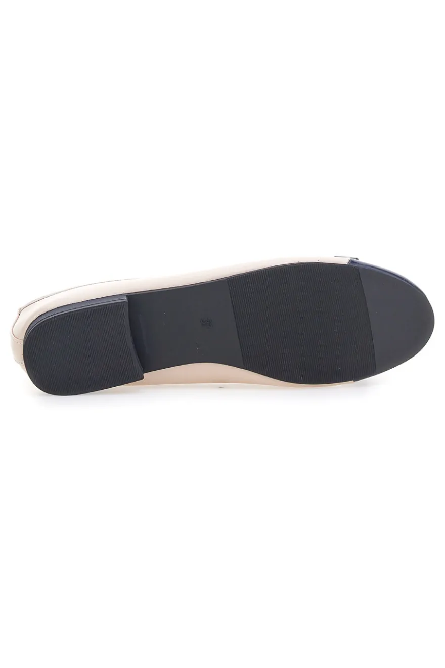 Ballerine beige e blu con fiocco The First IDE6292