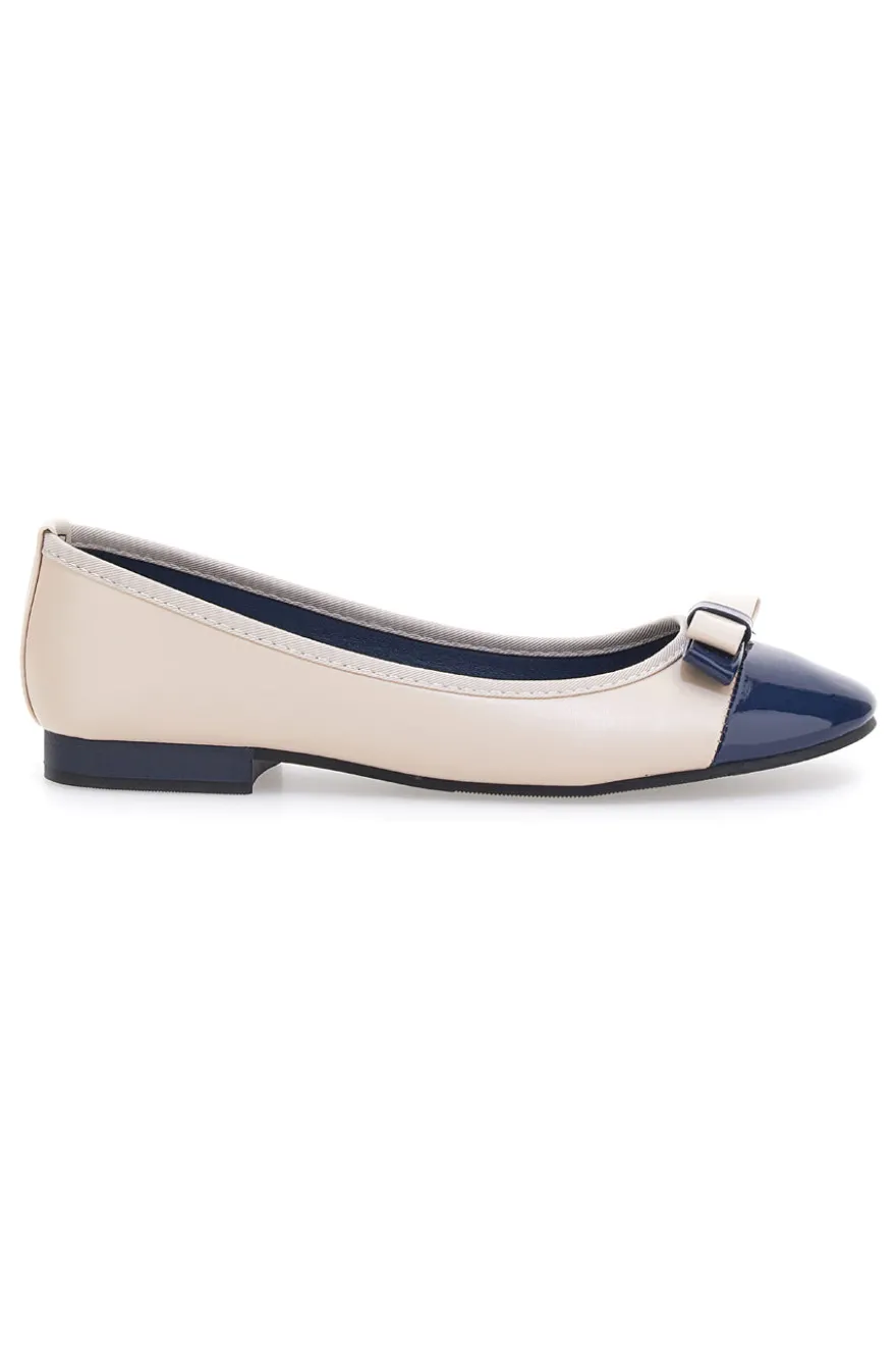 Ballerine beige e blu con fiocco The First IDE6292
