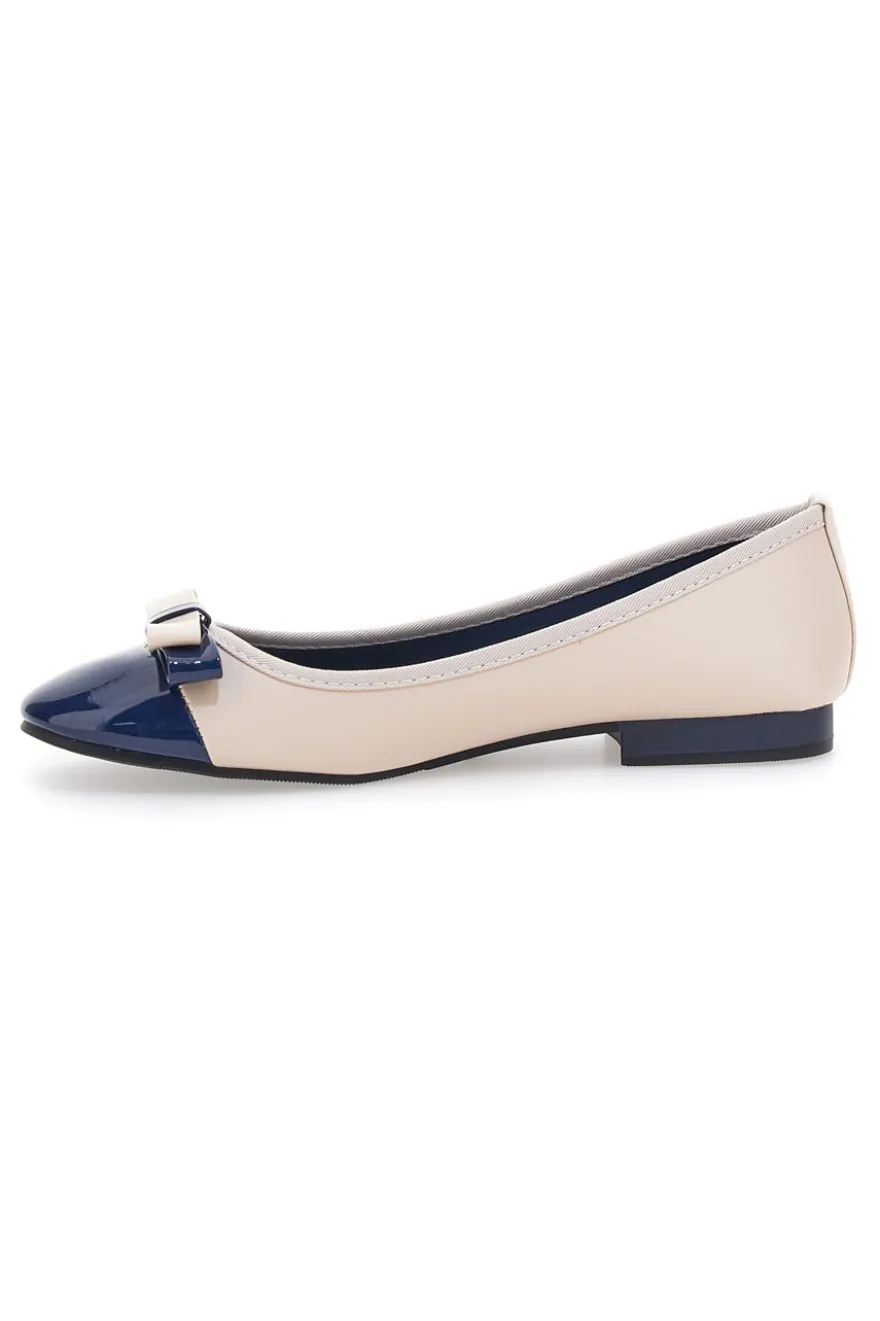 Ballerine beige e blu con fiocco The First IDE6292