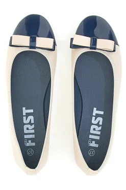 Ballerine beige e blu con fiocco The First IDE6292