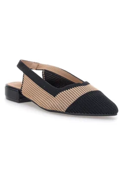 Ballerine beige e nere in tessuto con soletta morbida The First PRESZ11