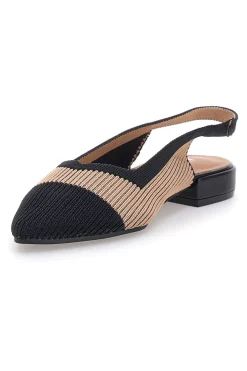 Ballerine beige e nere in tessuto con soletta morbida The First PRESZ11