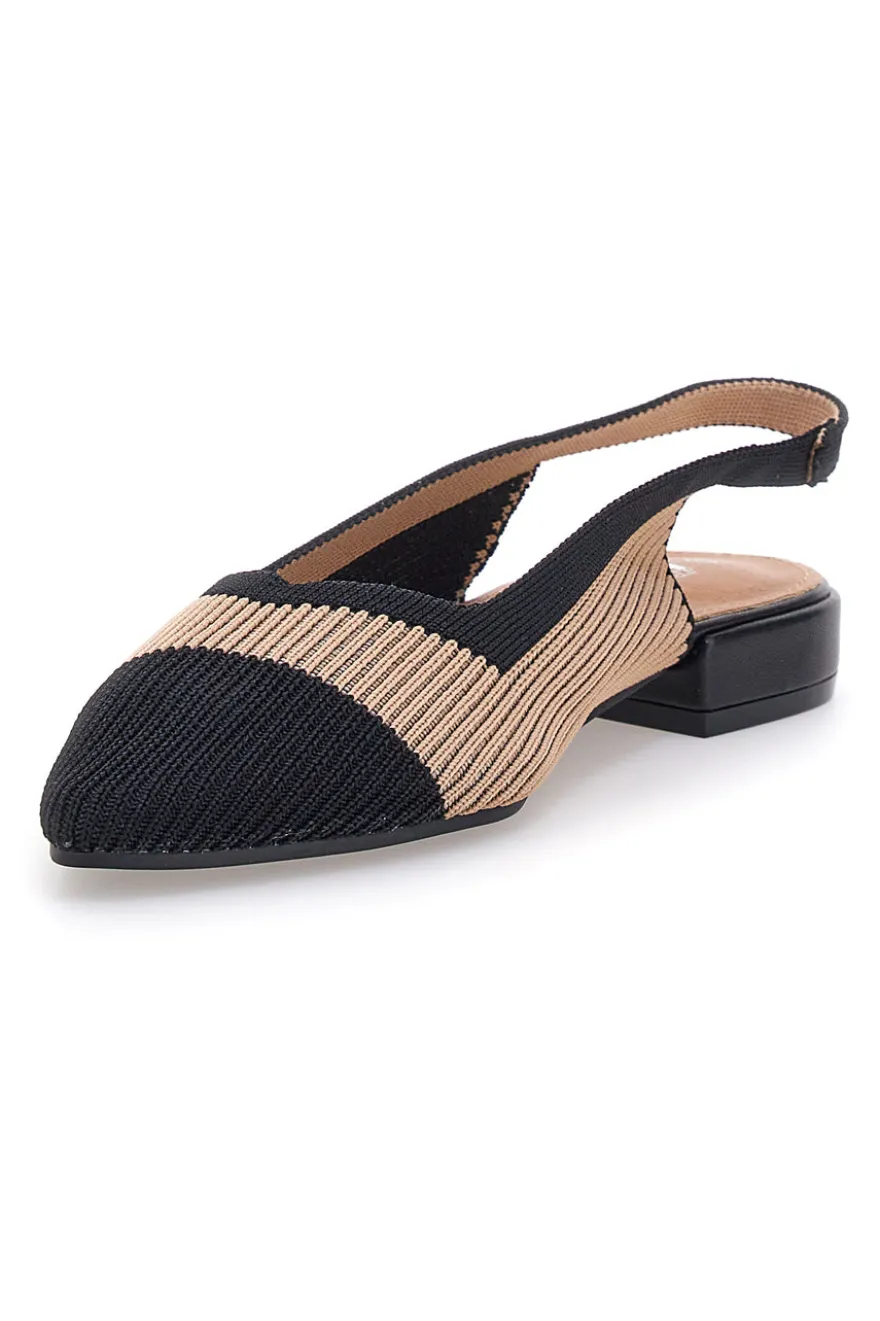 Ballerine beige e nere in tessuto con soletta morbida The First PRESZ11