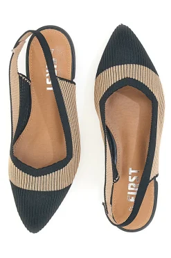 Ballerine beige e nere in tessuto con soletta morbida The First PRESZ11