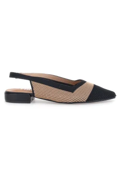 Ballerine beige e nere in tessuto con soletta morbida The First PRESZ11