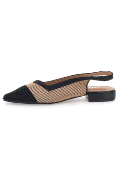 Ballerine beige e nere in tessuto con soletta morbida The First PRESZ11
