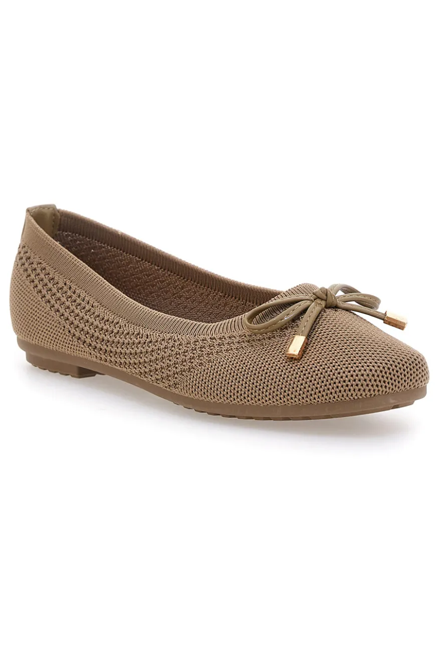 Ballerine beige in tessuto con soletta morbida The First PRE3