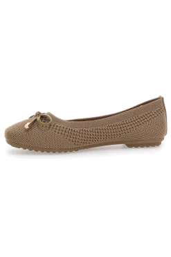 Ballerine beige in tessuto con soletta morbida The First PRE3
