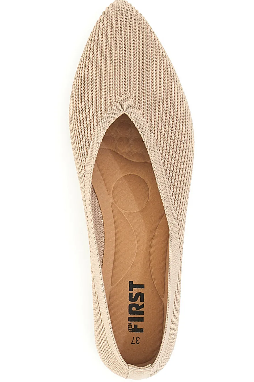 Ballerine beige in tessuto con soletta morbida The First PREA614