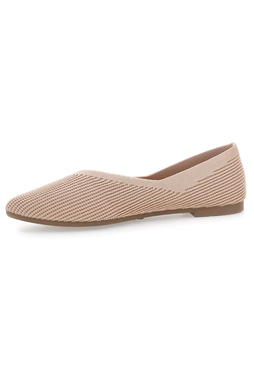 Ballerine beige in tessuto con soletta morbida The First PREA614