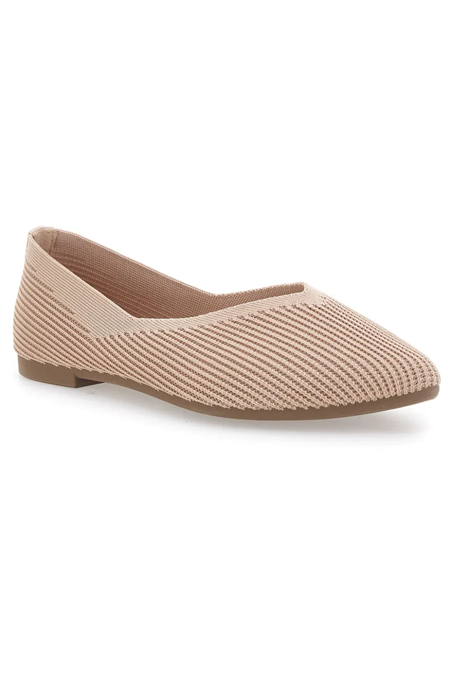 Ballerine beige in tessuto con soletta morbida The First PREA614