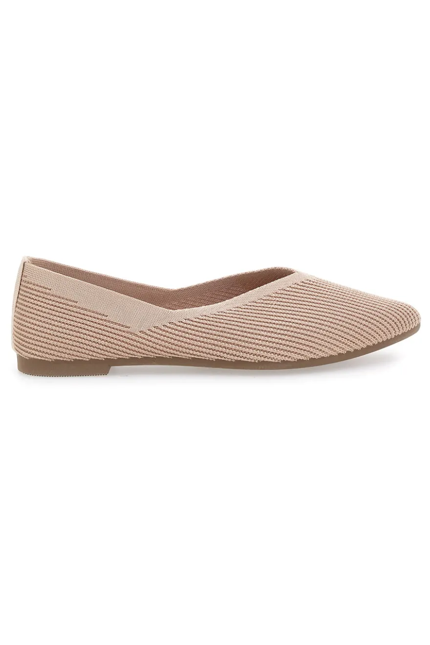 Ballerine beige in tessuto con soletta morbida The First PREA614