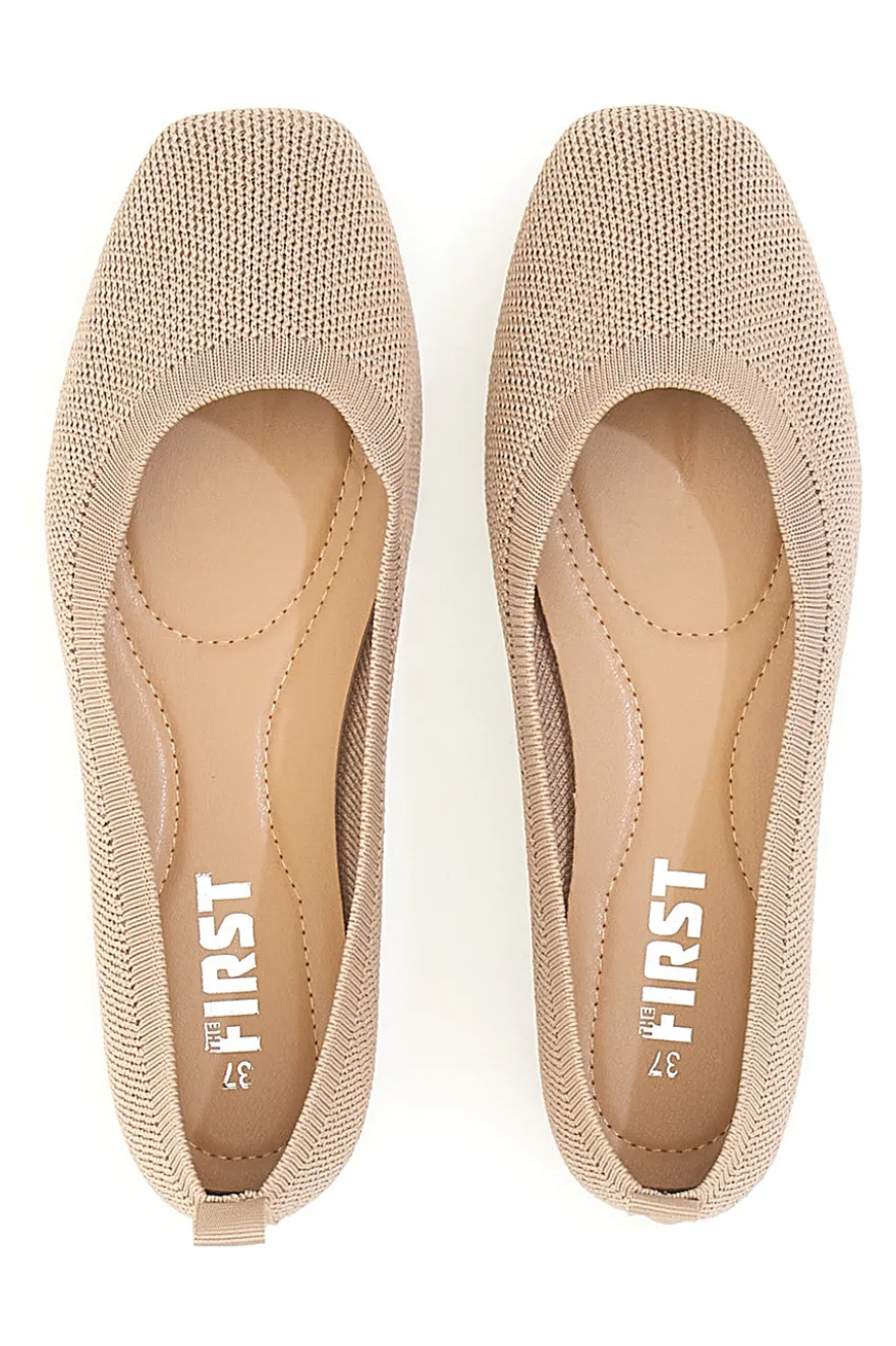 Ballerine beige in tessuto con soletta morbida The First PRE2