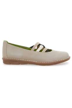 Ballerine beige in vera pelle con fasce elastiche Prima riga 19840FRUIT