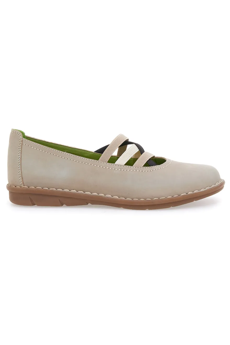Ballerine beige in vera pelle con fasce elastiche Prima riga 19840FRUIT