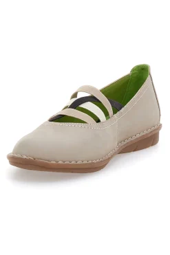 Ballerine beige in vera pelle con fasce elastiche Prima riga 19840FRUIT