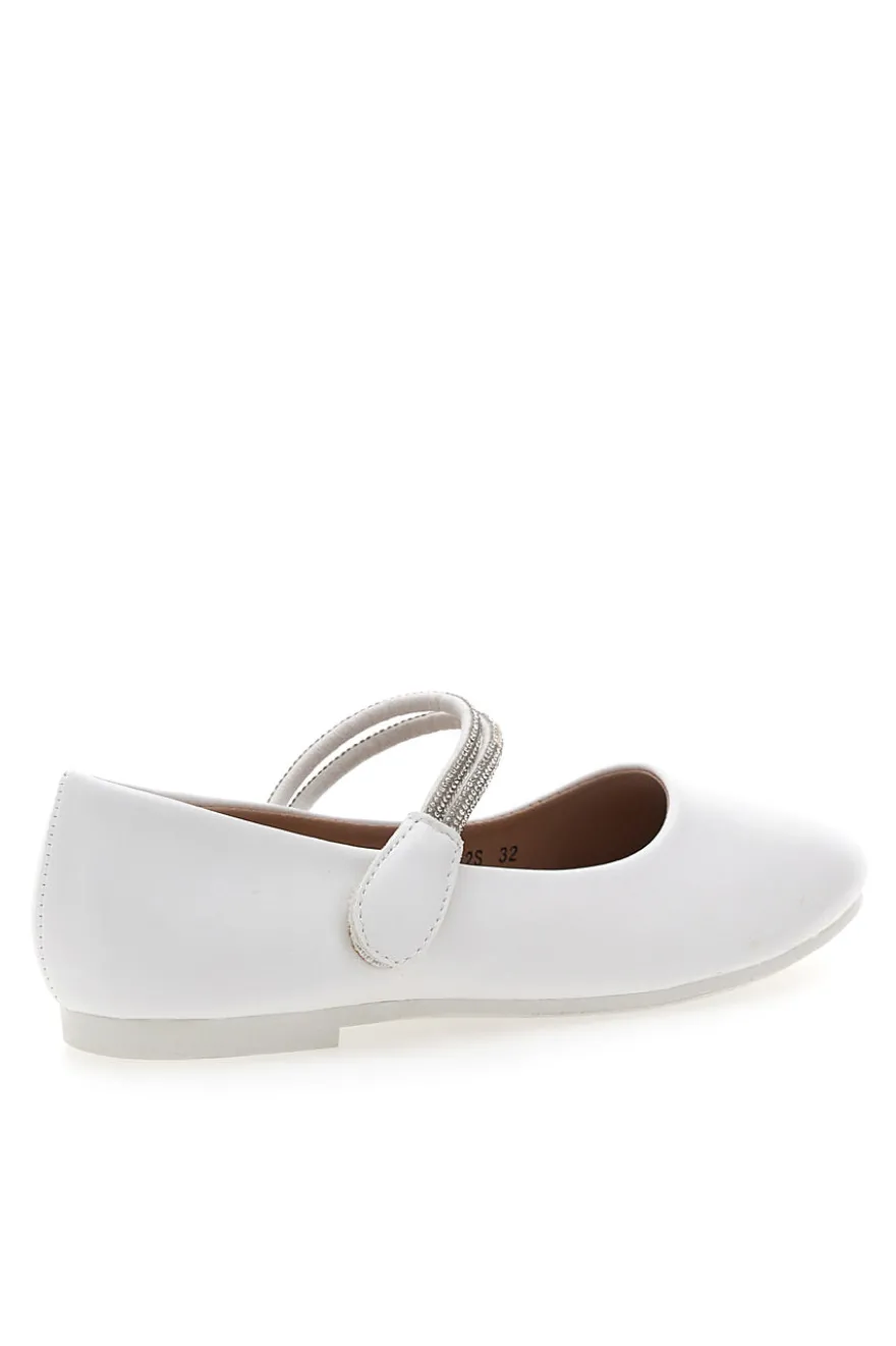 Ballerine Bianche con Cinturino con Brillantini a Strappo GRAZIE GIRL 39G2512S