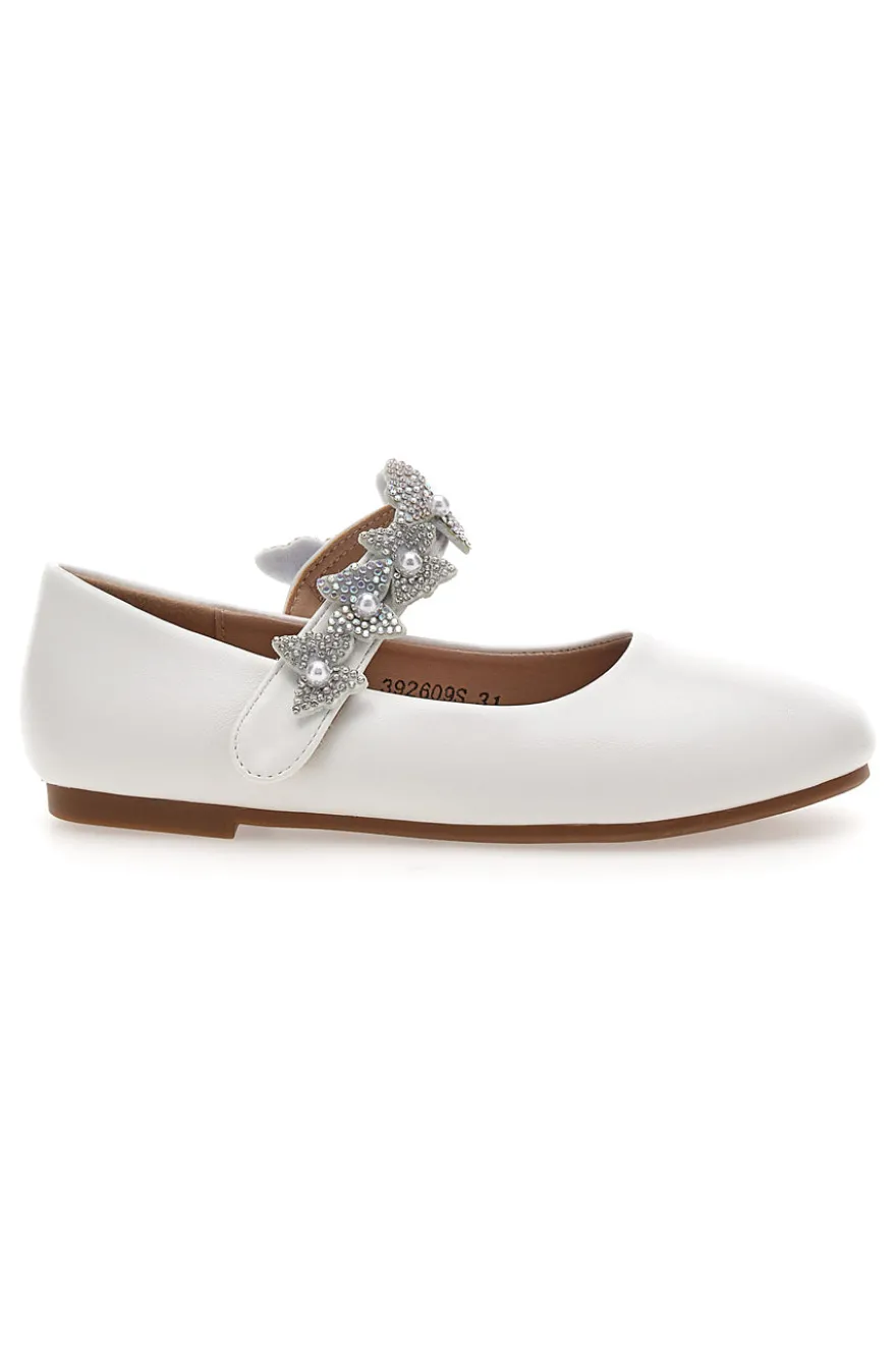 Ballerine bianche con cinturino gioiello Grazie girl 392609S