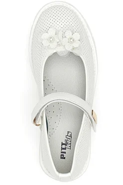 Ballerine Bianche Con Cinturino e Strappo Pitt Kids 7701