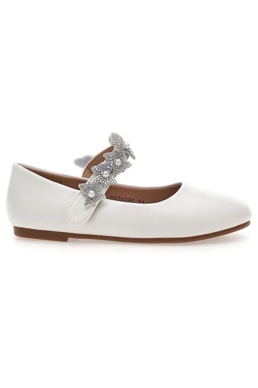 Ballerine bianche con cinturino fiocchi gioiello Grazie girl 392609S