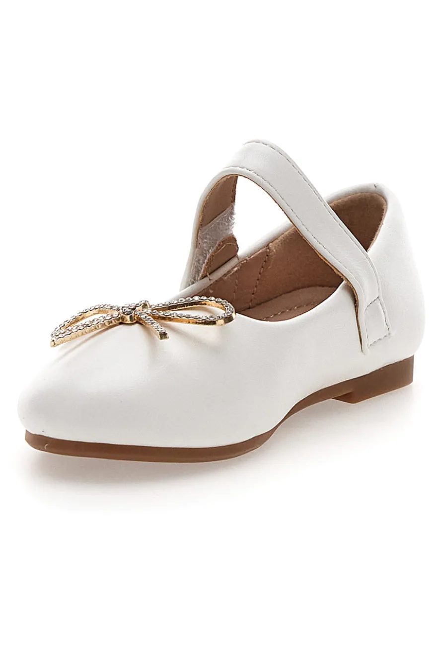 Ballerine bianche con fiocco dorato Grazie girl 392613S