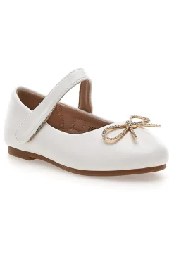 Ballerine bianche con fiocco dorato Grazie girl 392613S
