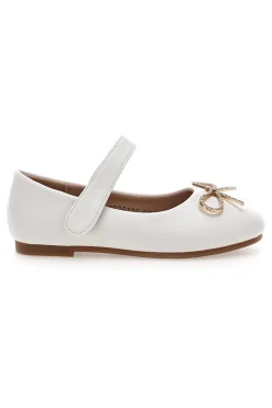 Ballerine bianche con fiocco dorato Grazie girl 392613S