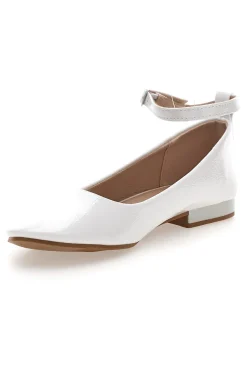 Ballerine bianche vernice con cinturino alla caviglia The First IDE1075 da Donna