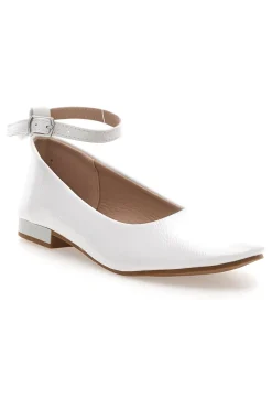 Ballerine bianche vernice con cinturino alla caviglia The First IDE1075 da Donna