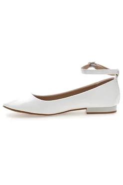 Ballerine bianche vernice con cinturino alla caviglia The First IDE1075 da Donna