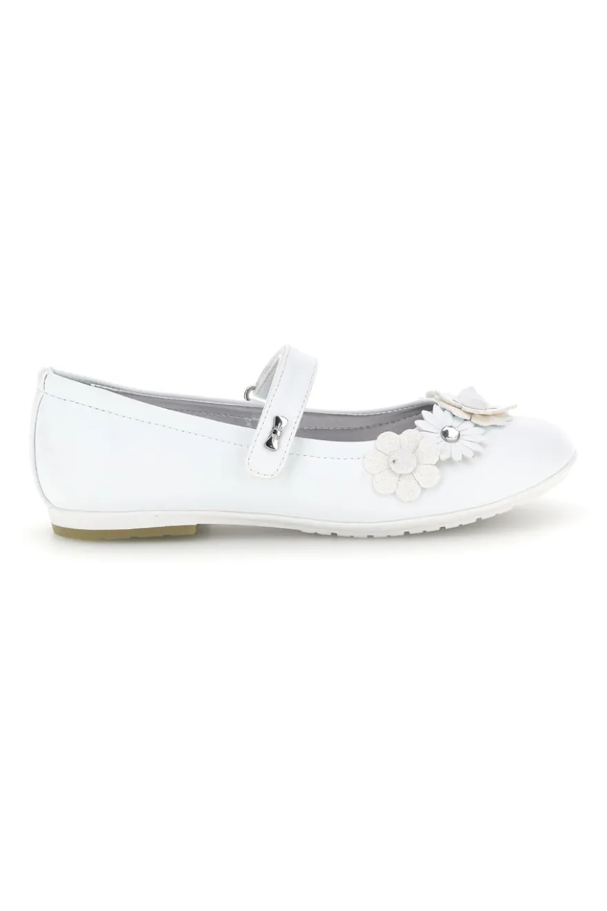Ballerine bianco applicazioni floreali cinturino Laura biagiotti L9863C9762