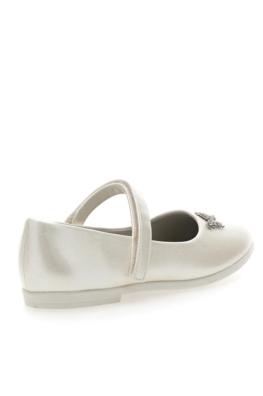 Ballerine Bianco Perlato con Farfalla Decorativa GRAZIE GIRL 39G2515S