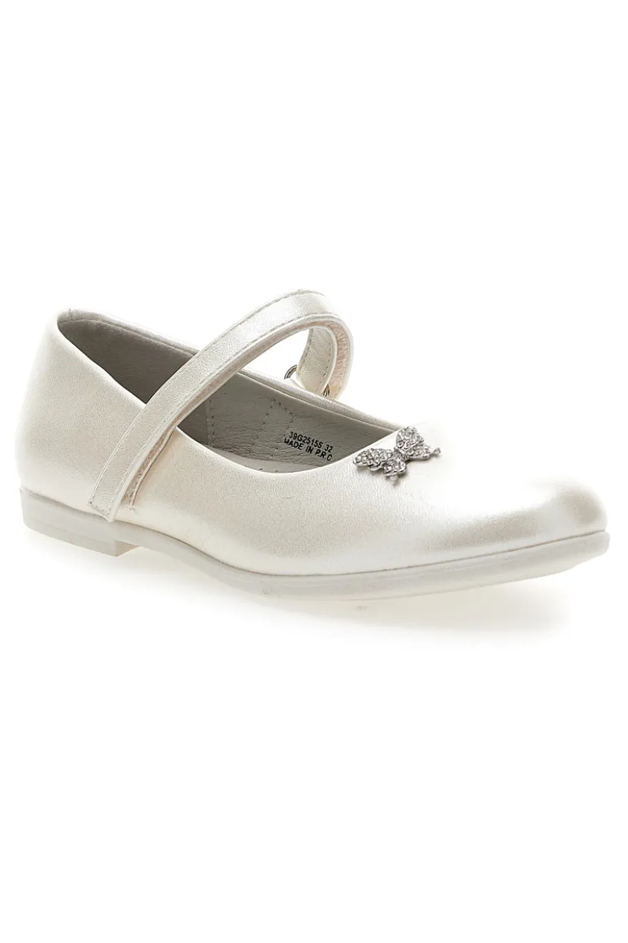 Ballerine Bianco Perlato con Farfalla Decorativa GRAZIE GIRL 39G2515S