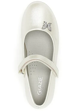 Ballerine Bianco Perlato con Farfalla Decorativa GRAZIE GIRL 39G2515S