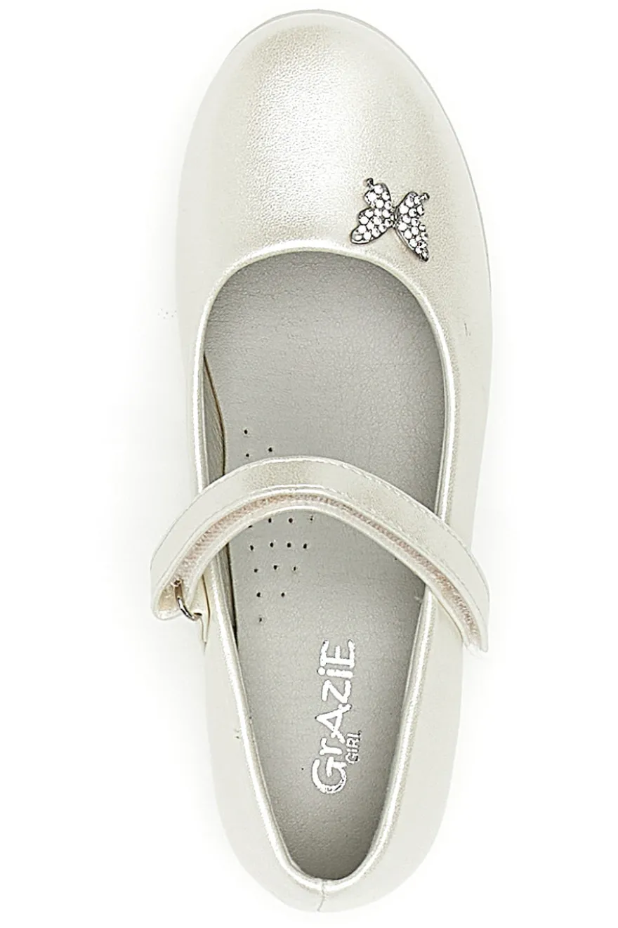 Ballerine Bianco Perlato con Farfalla Decorativa GRAZIE GIRL 39G2515S